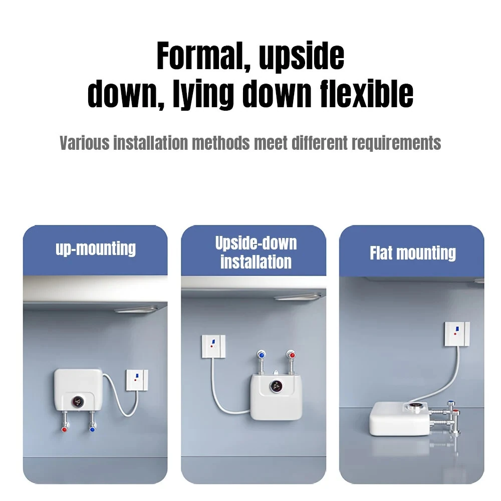 (image for) 4000W / 6500W Instantaneous Water Heater Knob Wall Mounted Electric Heaters Variable Frequency Instant Knob Electric Water Heater for Bathroom Shower Kitchen